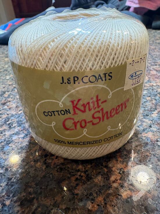 J & P Coat Other - Vintage J&P Coats Knit Cro-Sheen Ecru Thread 100% Mercerized Cotton Yarn 1 Roll